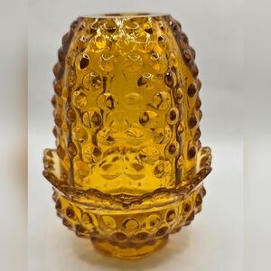 Fenton Amber Hobnail Fairy Lamp